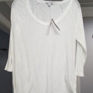 James Perse Women's White Scoop Neck Long Sleeve Size Small (1) Top New Revolve